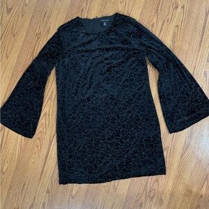 Adrienne Vittadini Black Textured Floral Dress
